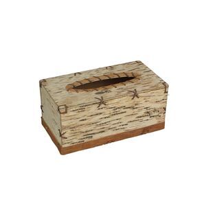 Rectangle Birch Bark Tissue Box Cover Rustic Cabin Decor Forest Lodge Accessory